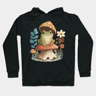 Cottagecore aesthetic frog on Mushroom Hoodie